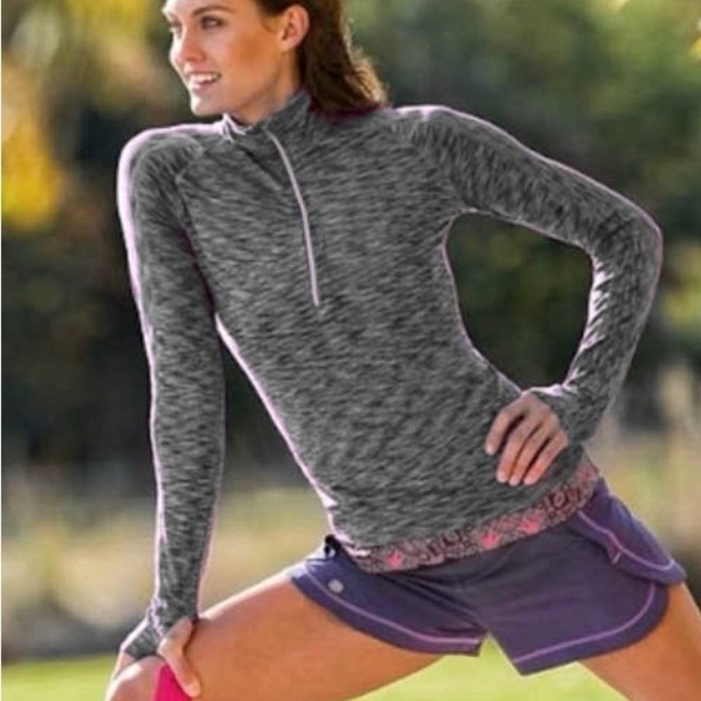 Athleta Mendoza 1/4 Zip Pullover Sz XXS Activewear Gray Space Dye